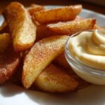 Air Fried Apple Wedges with Caramel Whipped Cream Dipping Sauce