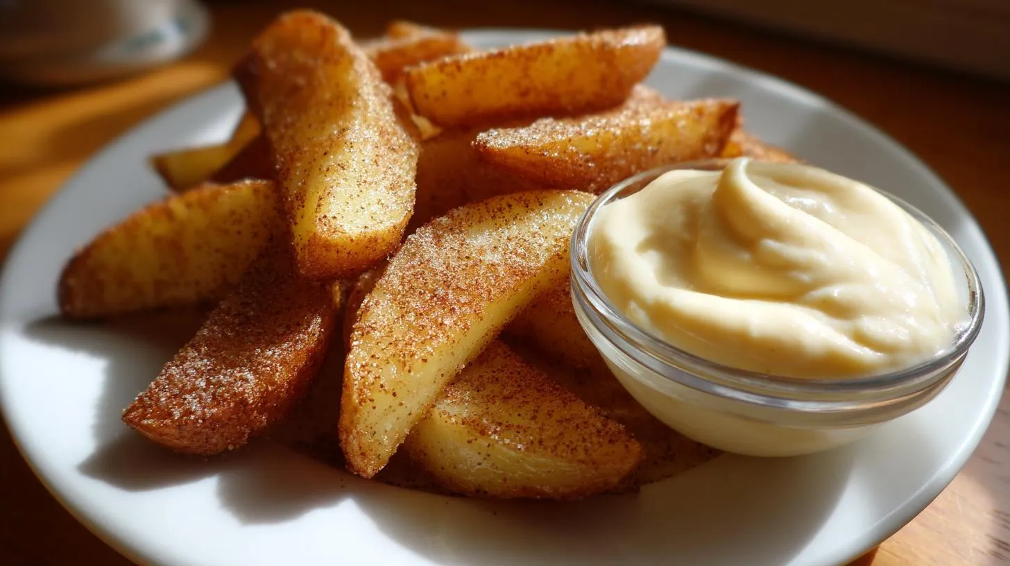 Air Fried Apple Wedges with Caramel Whipped Cream Dipping Sauce
