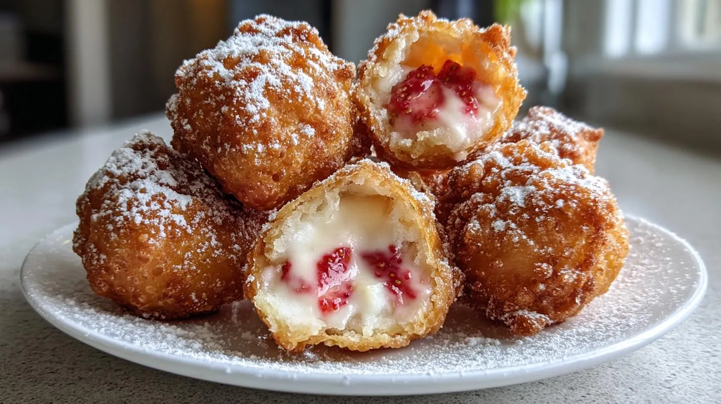 Deep-Fried Strawberry Cheesecake Stuffed Wonton Bites