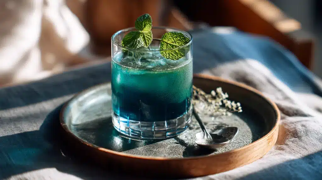 Blue salt trick recipe step with lemon and spirulina