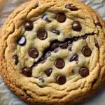Copycat Crumbl chocolate chip cookie on parchment