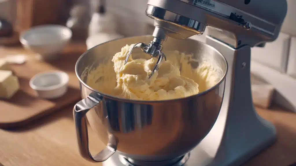Creaming butter and sugar for Crumbl cookie dough