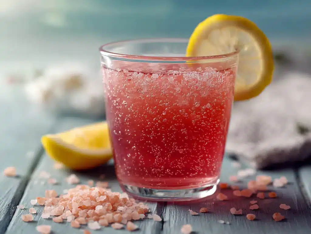 Japanese pink salt wellness drink with lemon
