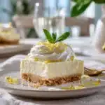 Lazy day lemon cream pie bars on rustic table