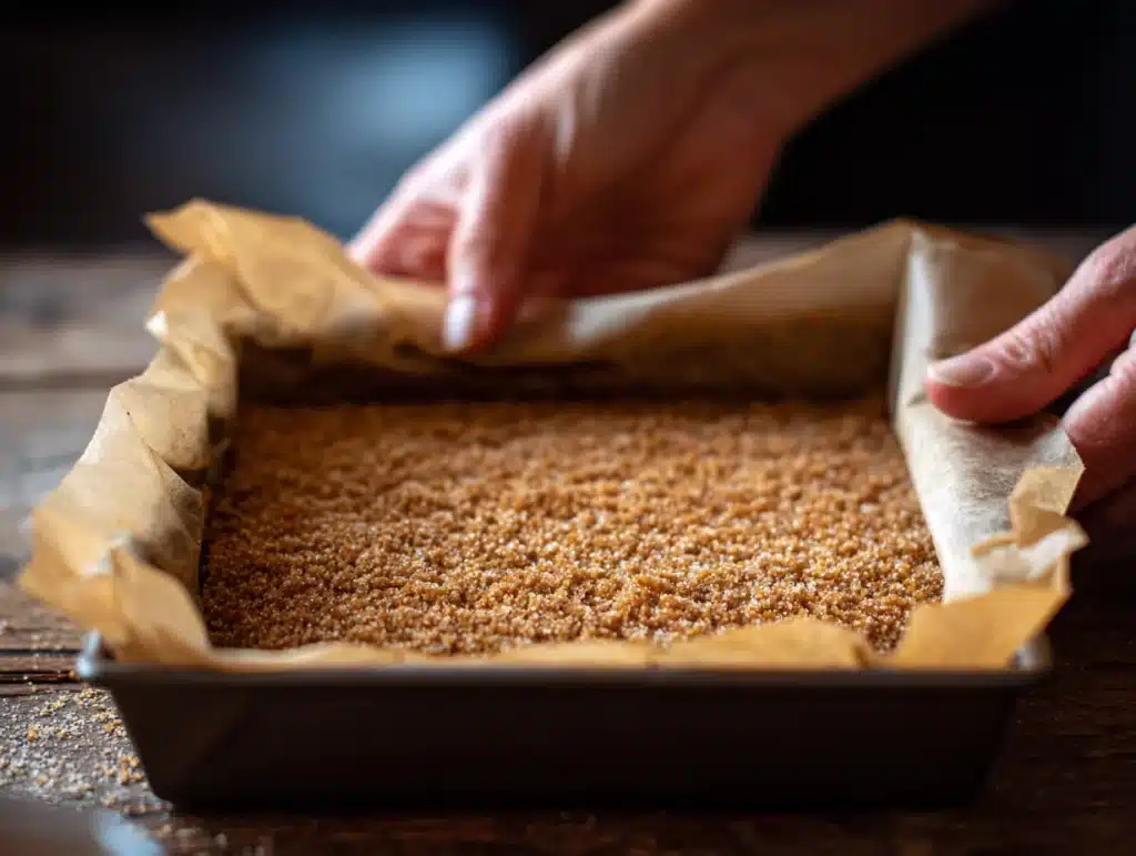 Pressing crust into baking pan