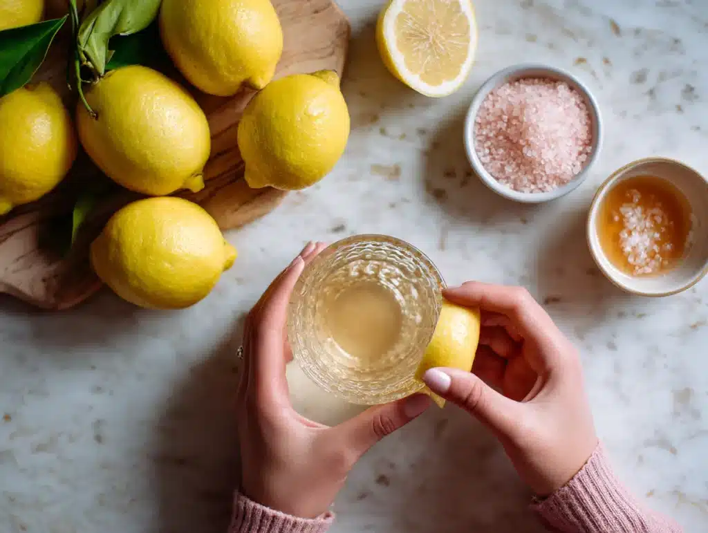 mixing pink salt drink