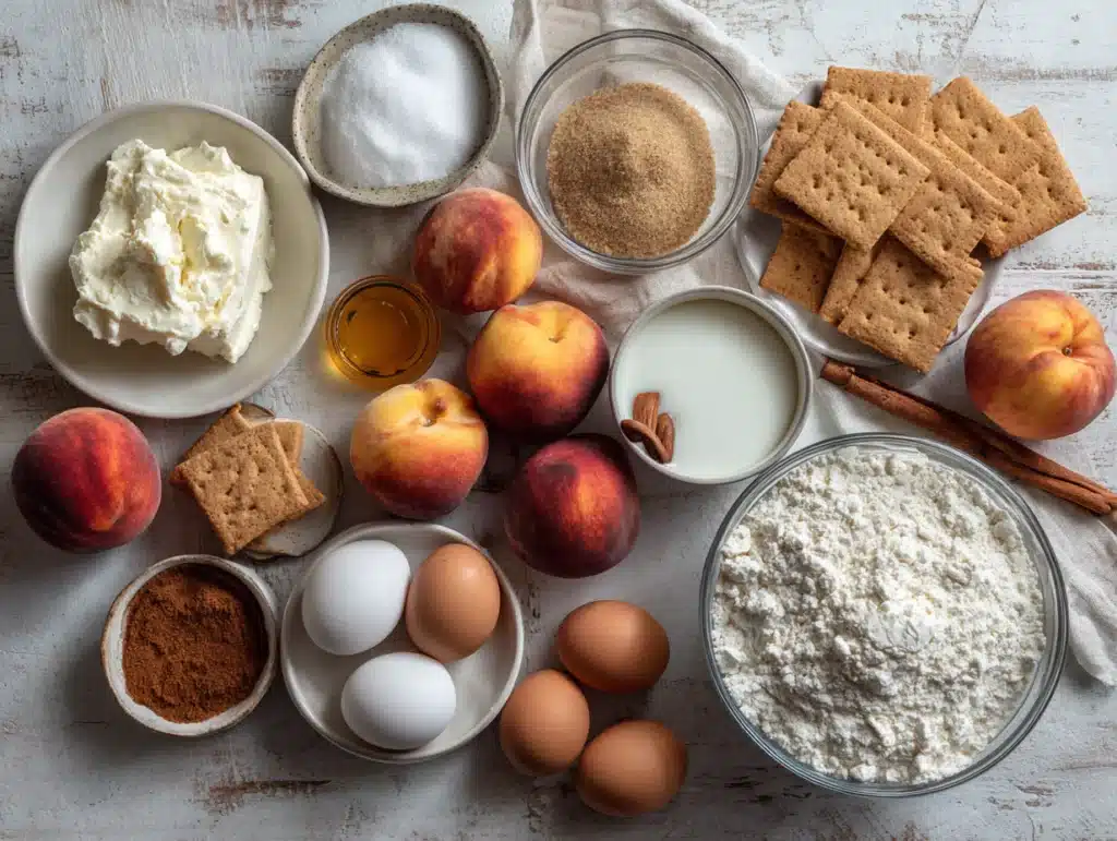 Peach Cobbler Cheesecake ingredients