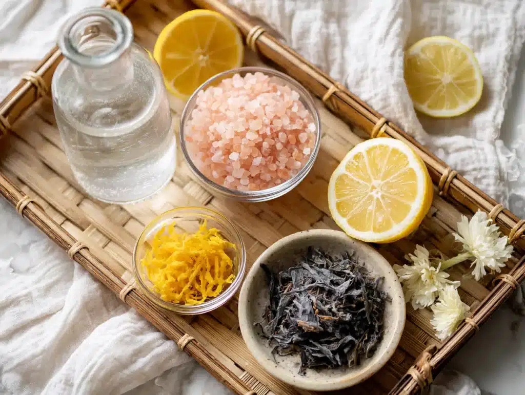 Ingredients for Japanese pink salt detox drink