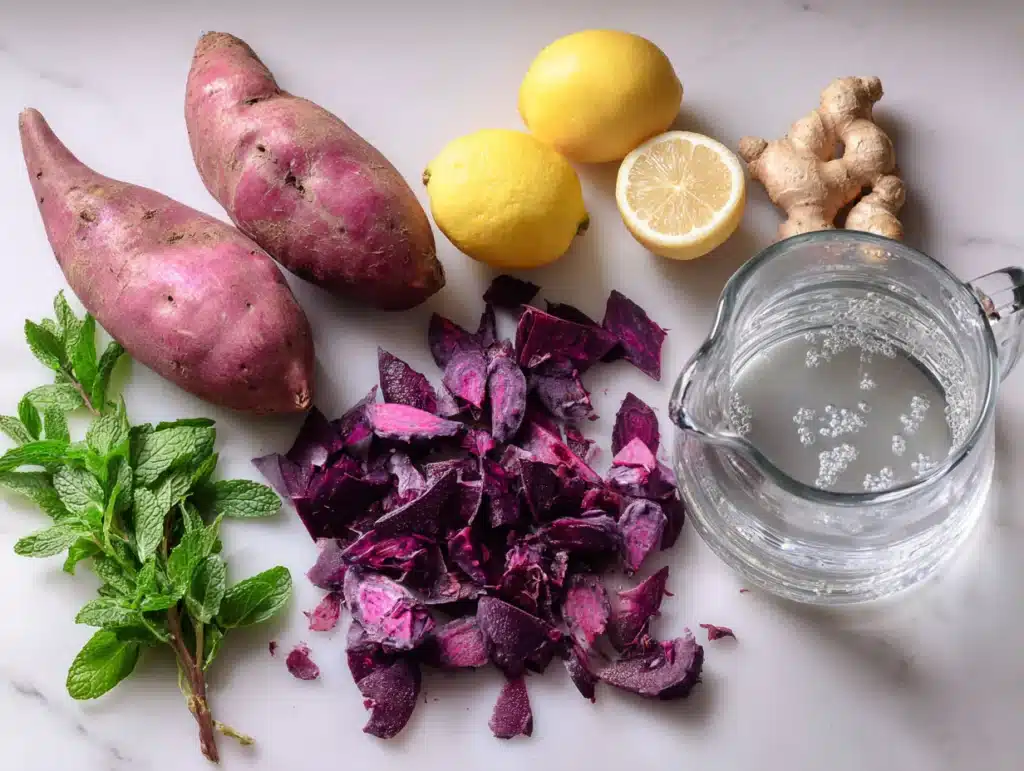 Ingredients for purple peel juice recipe