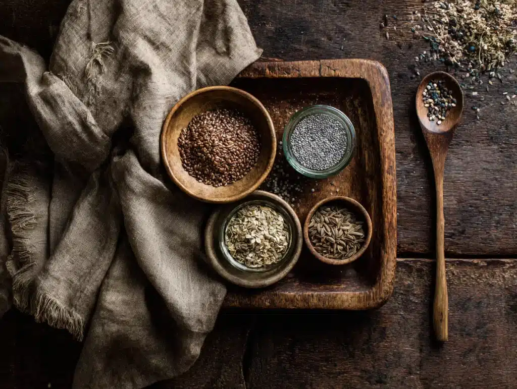 Measuring spoons with bariatric seed ingredients