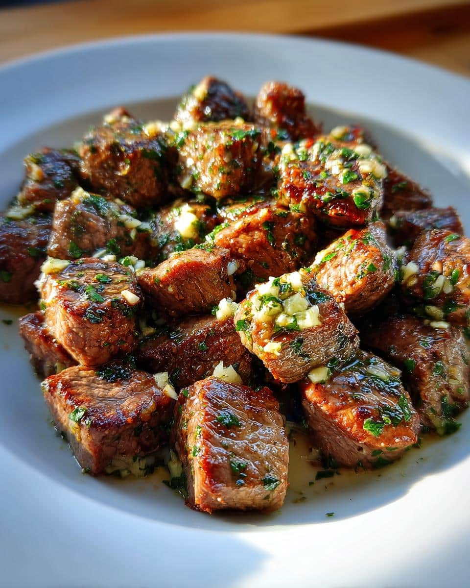Air fryer garlic butter steak bites - detail 1
