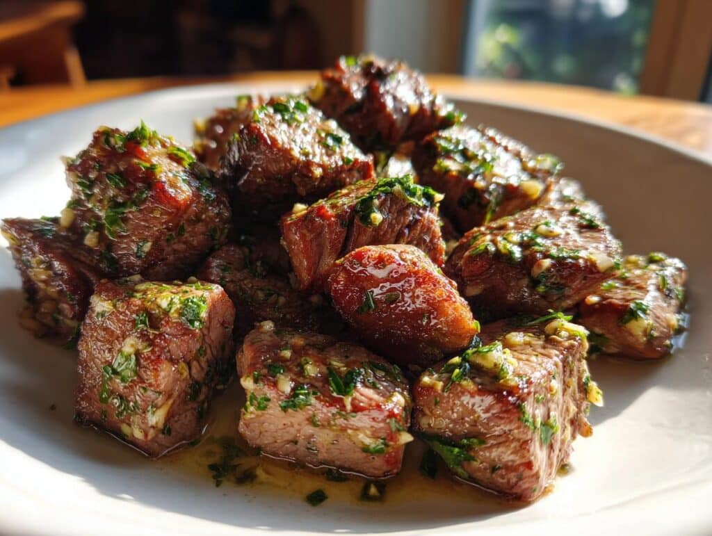Air fryer garlic butter steak bites