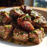 Air fryer garlic butter steak bites