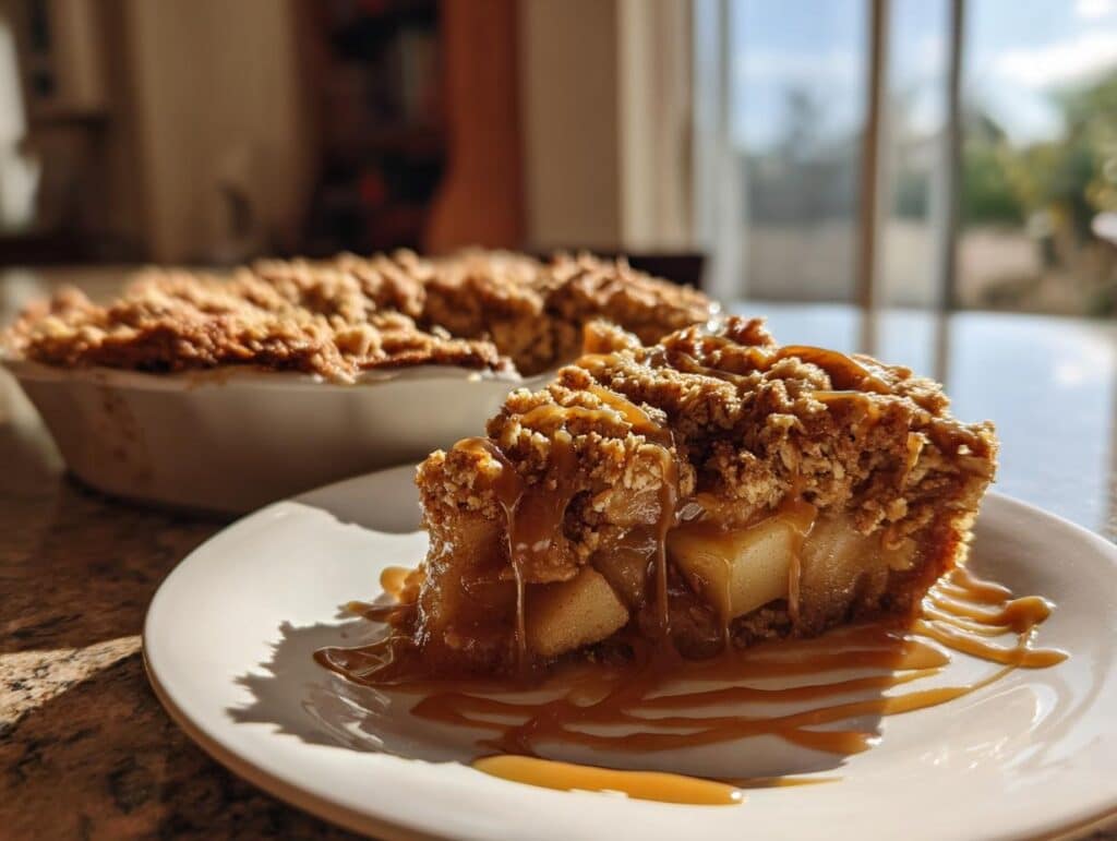 Caramel Apple Cobbler with Cinnamon Crumble