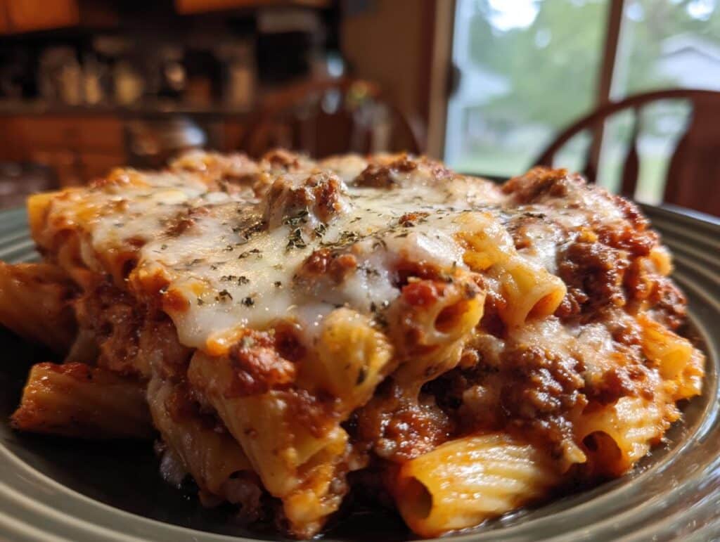 Cheesy Beef Rigatoni Bake