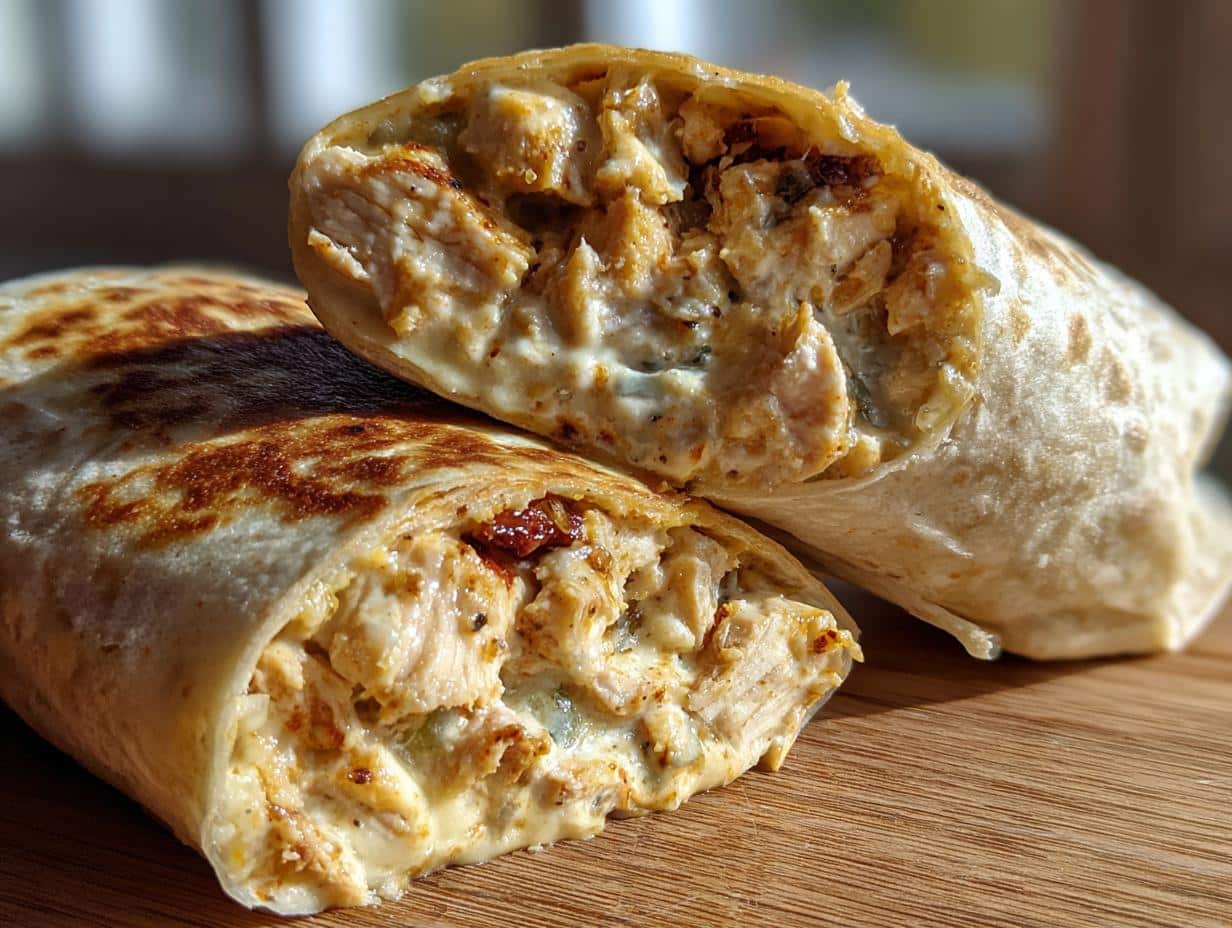 Cheesy Garlic Chicken Wraps