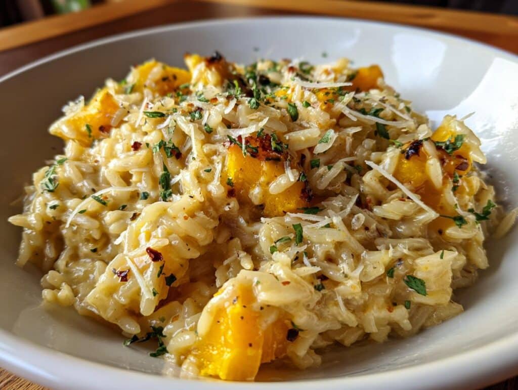 Creamy One Pot Delicata Squash Orzo