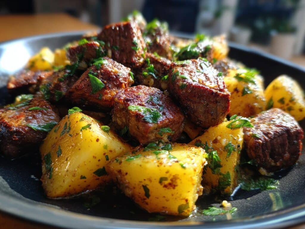 Irresistible Garlic Butter Steak Bites & Potatoes