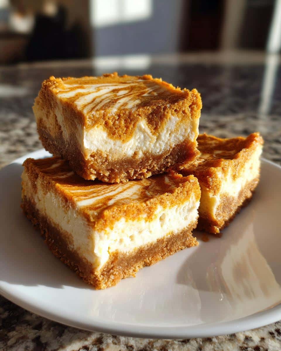 Soft and Fluffy Pumpkin Cheesecake Bars - detail 1