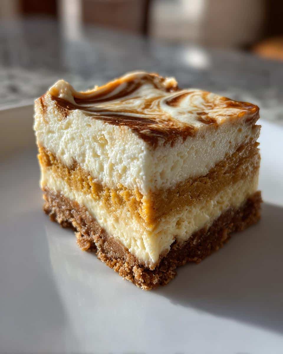 Soft and Fluffy Pumpkin Cheesecake Bars - detail 2