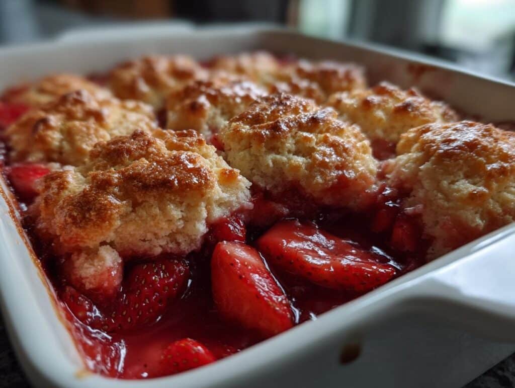 Strawberry Cobbler with Sweet Biscuit Crust