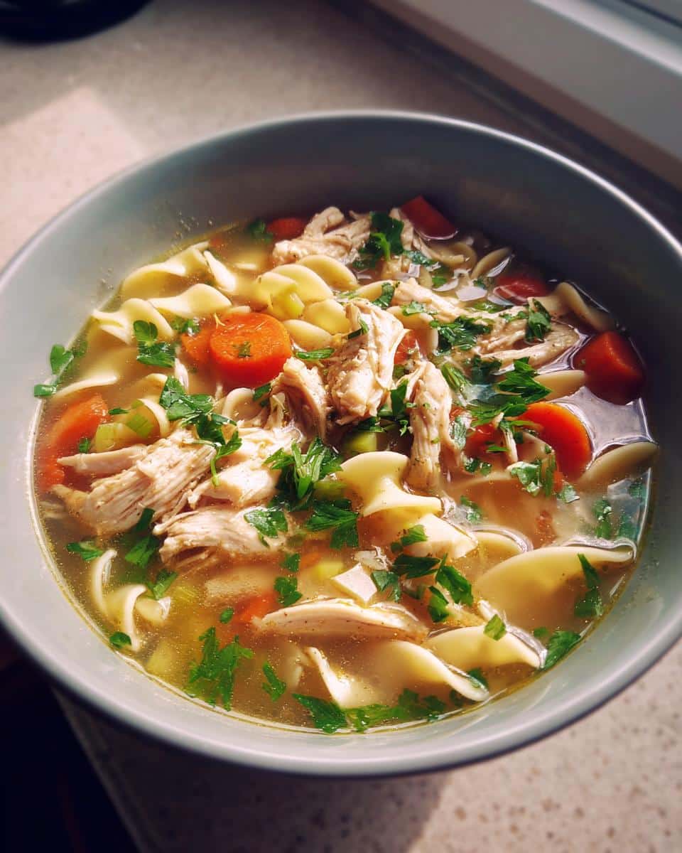 chicken noodle soup with rotisserie - detail 1