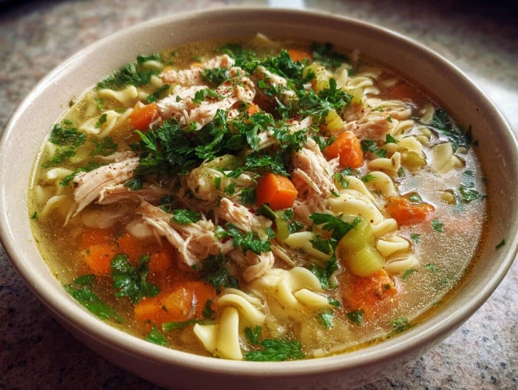 chicken noodle soup with rotisserie