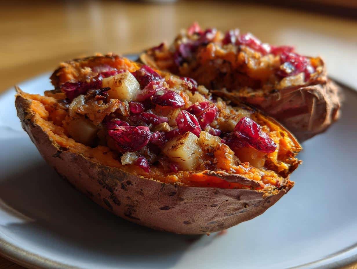 cranberry apple twice-baked sweet potatoes