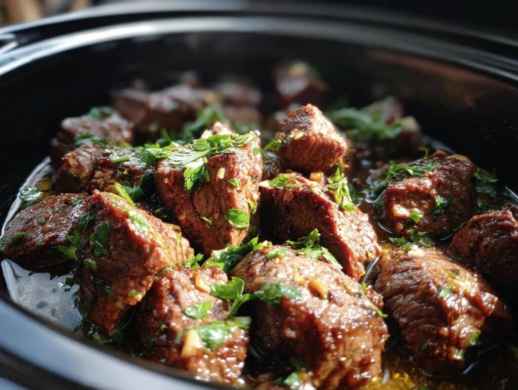garlic butter steak bites crockpot