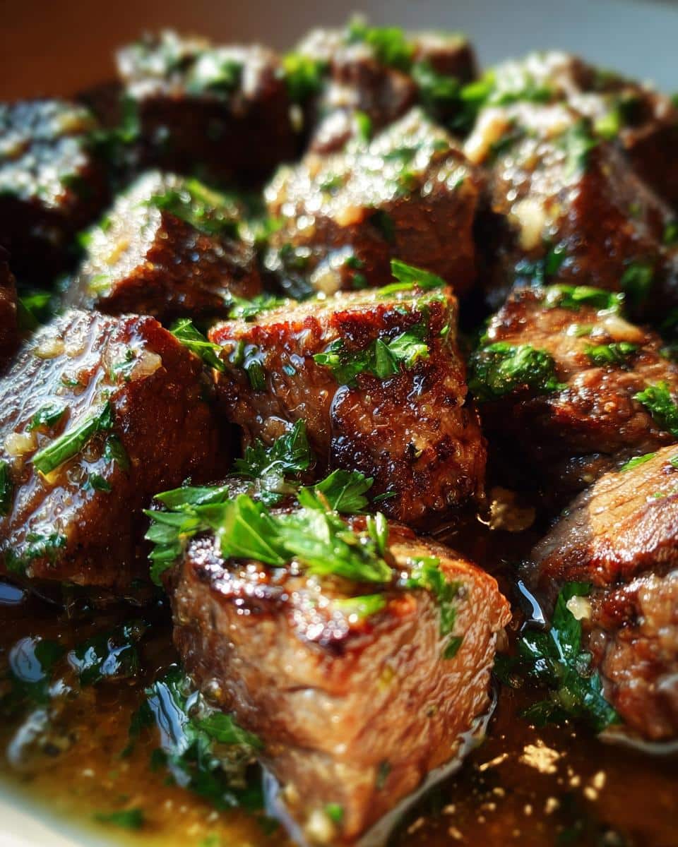 garlic butter steak bites crockpot - detail 2