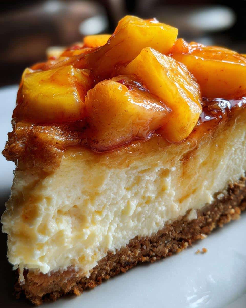 peach cobbler cheesecake - detail 1