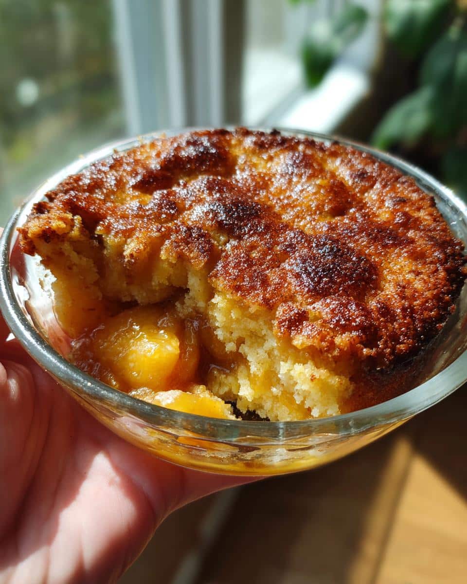 peach cobbler dump cake - detail 1