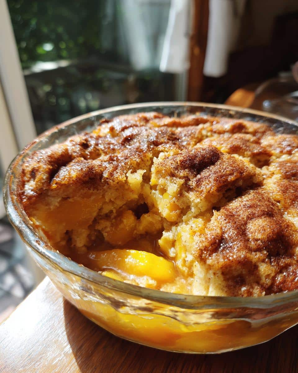 peach cobbler dump cake - detail 2