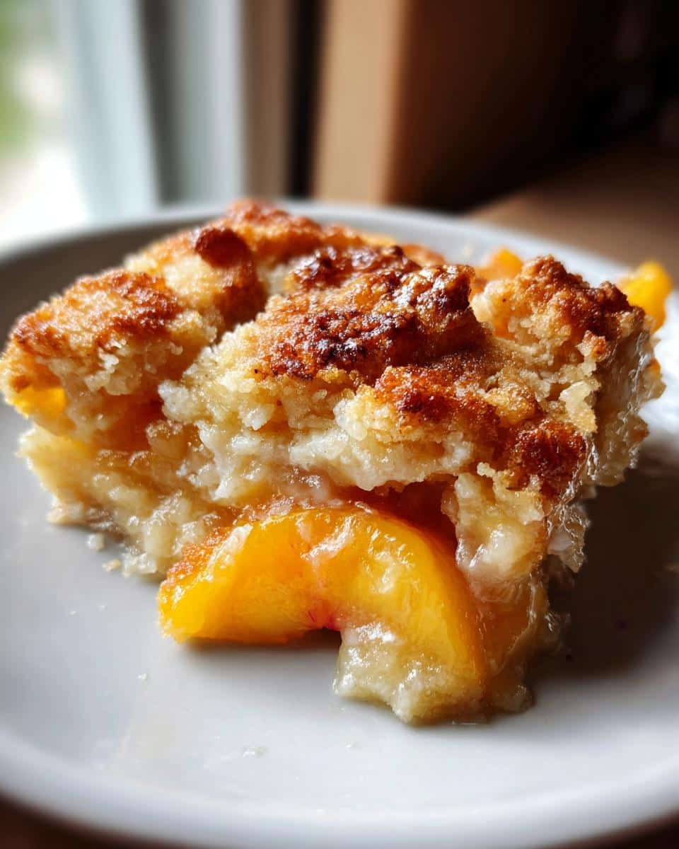 peach cobbler with fresh peaches - detail 3
