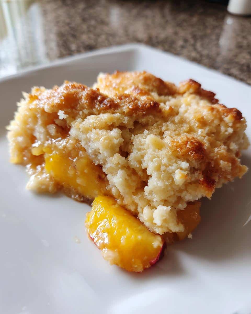 peach cobbler with fresh peaches - detail 4