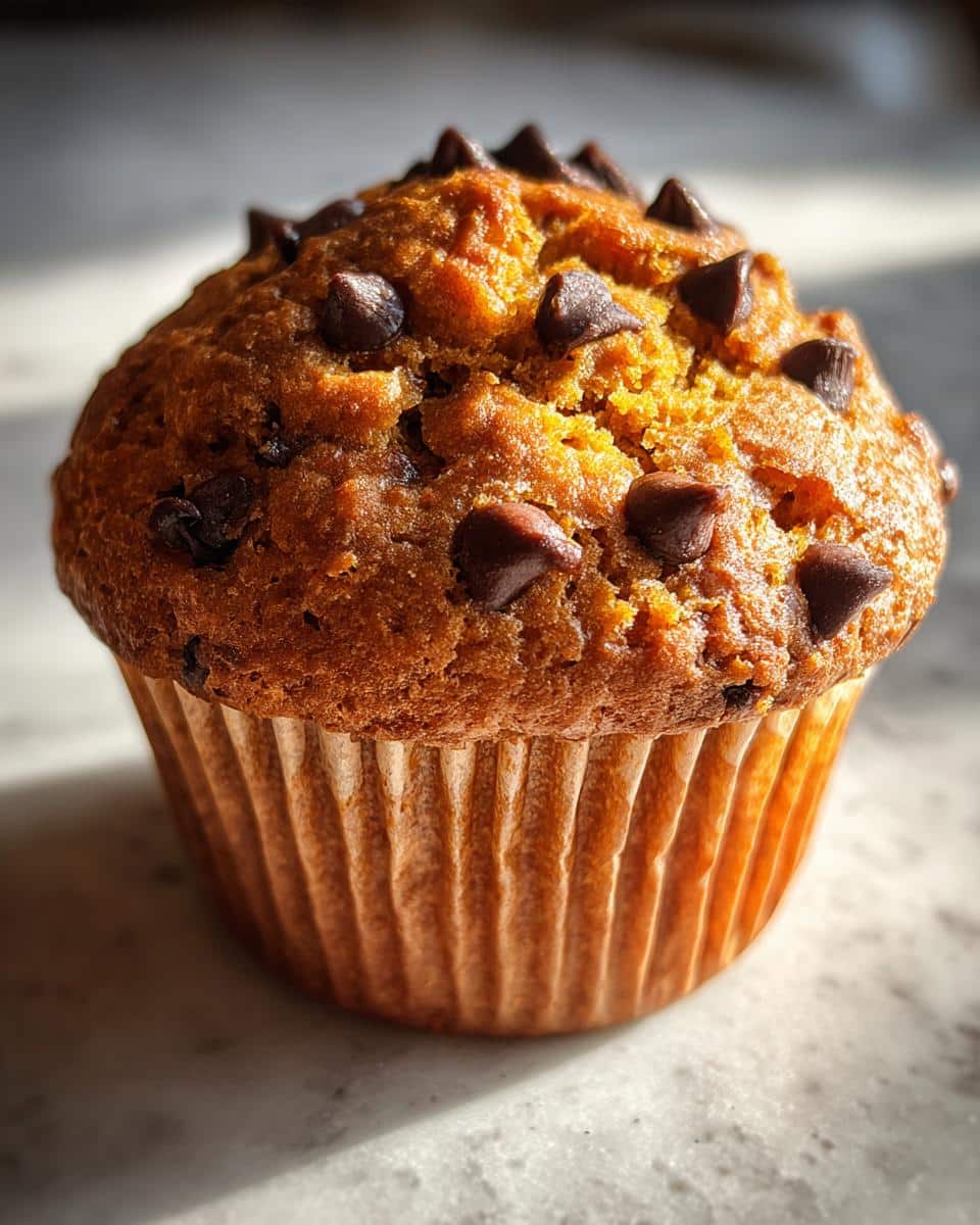 pumpkin chocolate chip muffins - detail 1