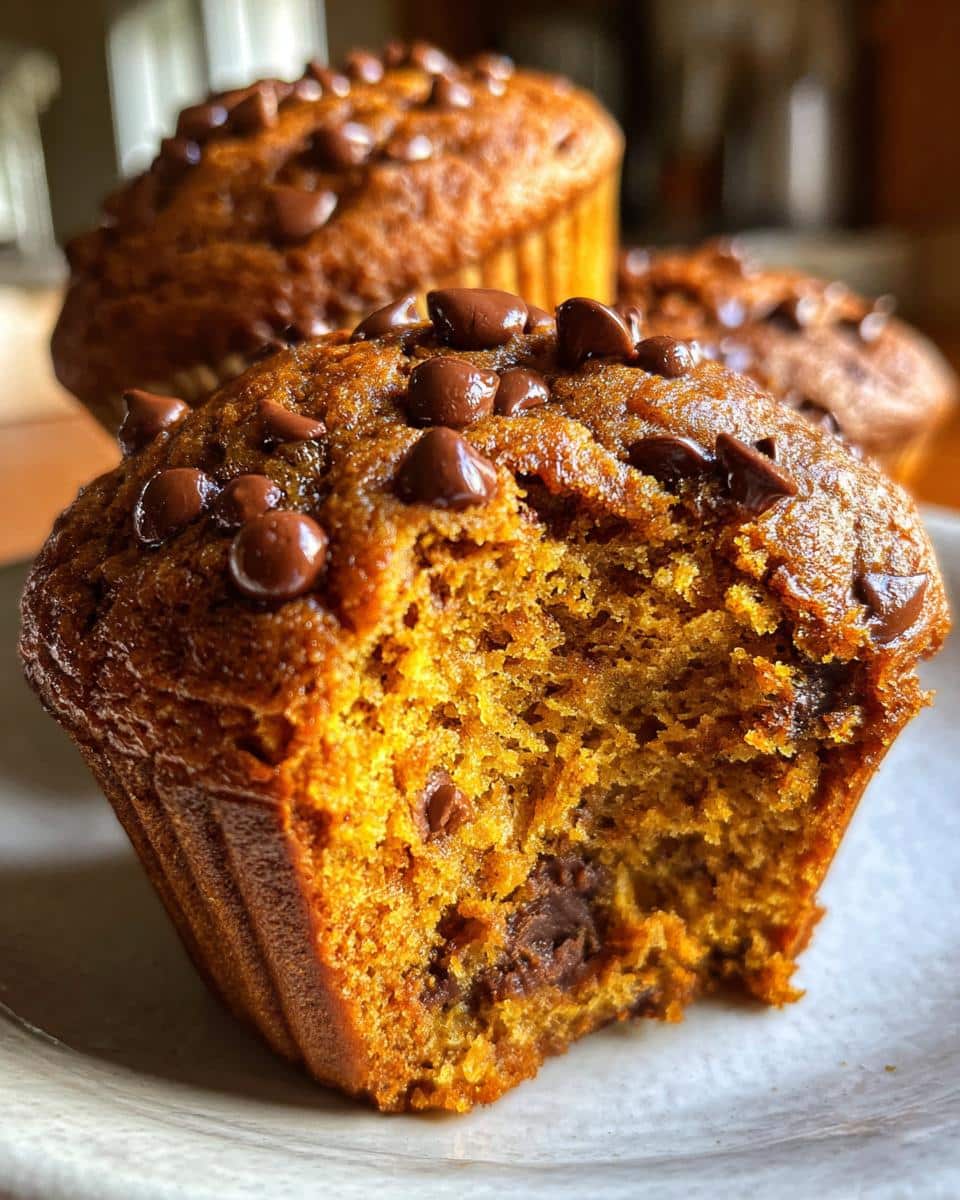pumpkin chocolate chip muffins - detail 2