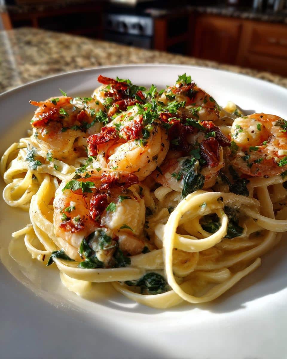 CREAMY TUSCAN SHRIMP LINGUINE - detail 2