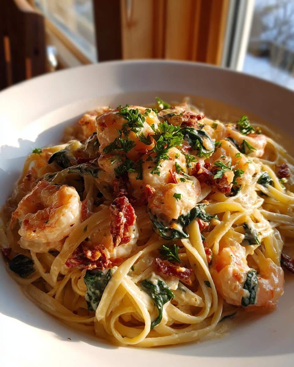 CREAMY TUSCAN SHRIMP LINGUINE - detail 4