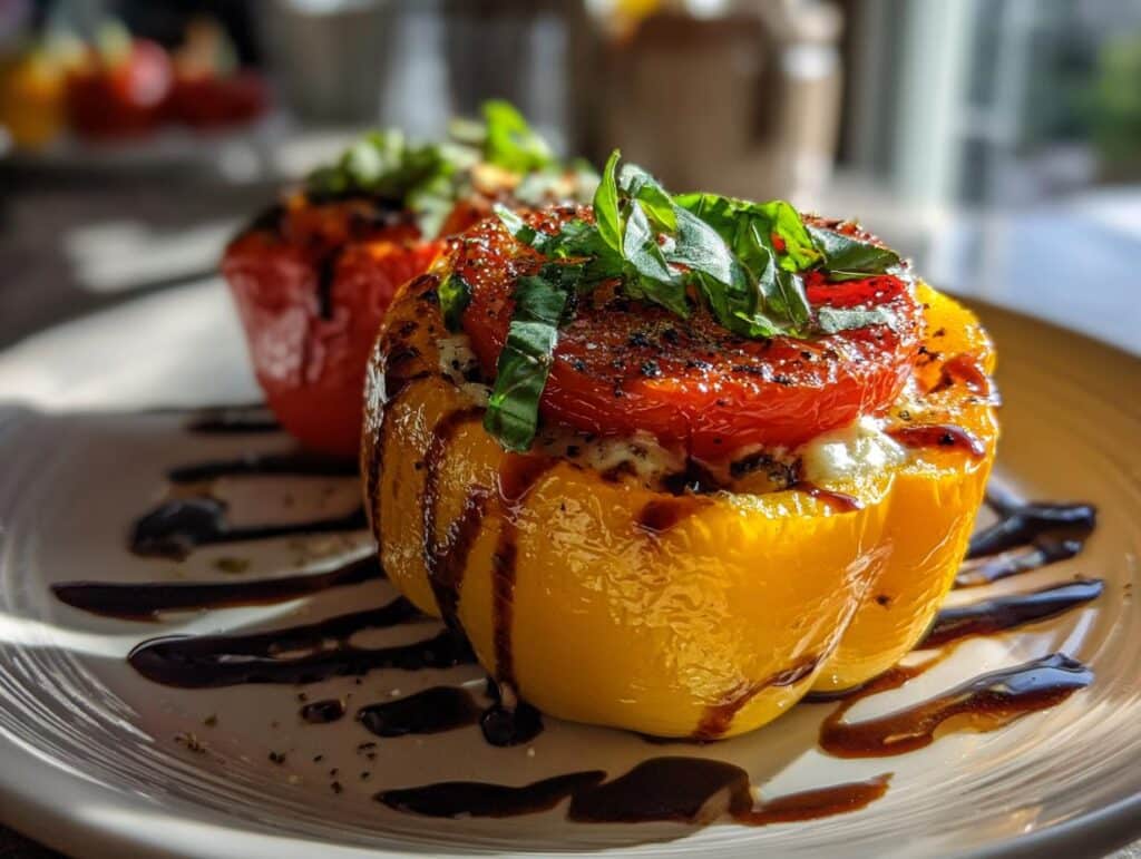 Caprese Stuffed Peppers (Tomato, Basil, Mozzarella)