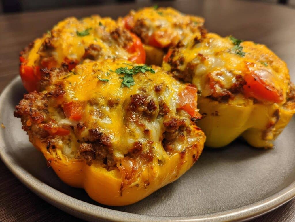 Cheeseburger Stuffed Bell Peppers