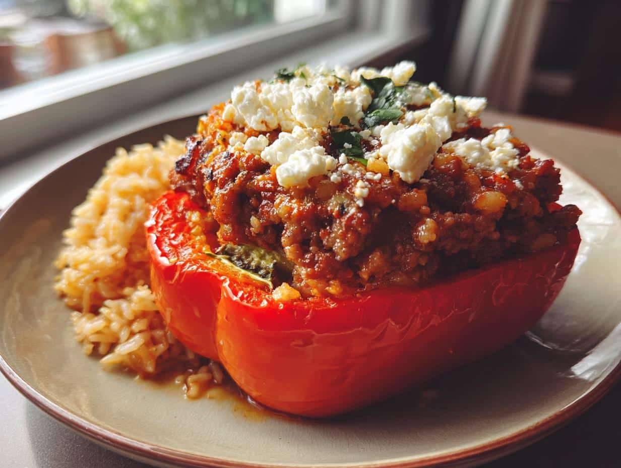 Ground Lamb Mediterranean Stuffed Peppers