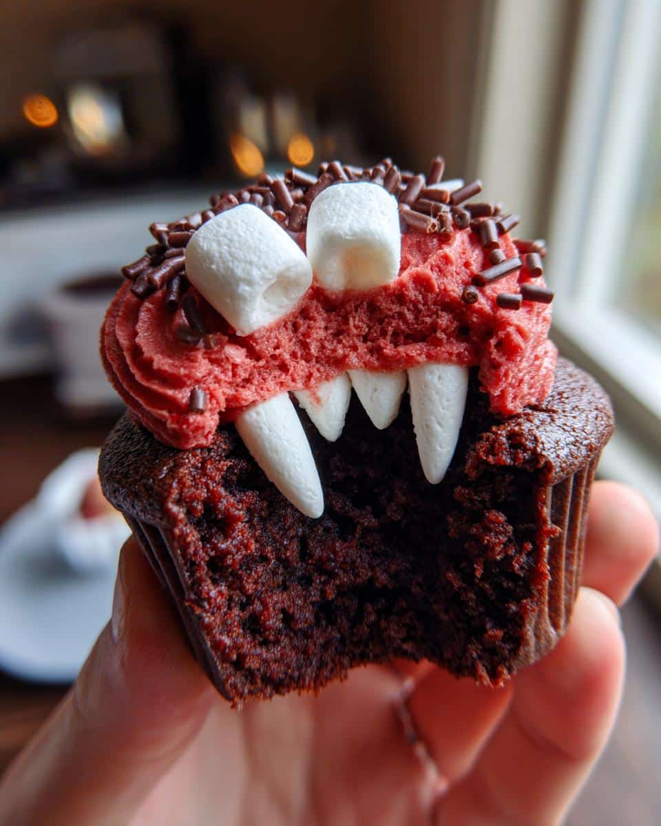 Halloween Vampire Bite Cupcakes