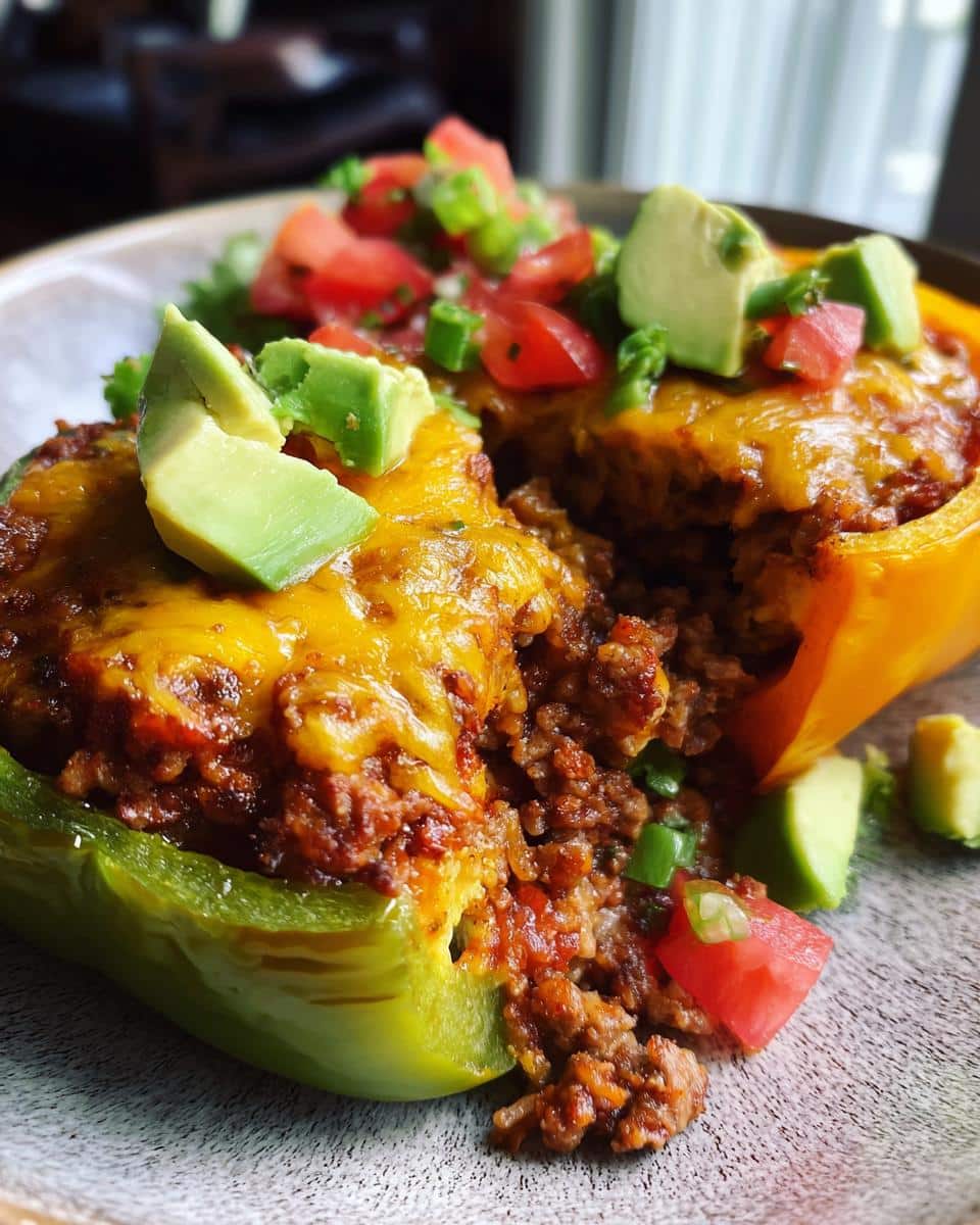 Keto Taco Stuffed Peppers (Cheese & Avocado) - detail 1