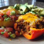 Keto Taco Stuffed Peppers (Cheese & Avocado)