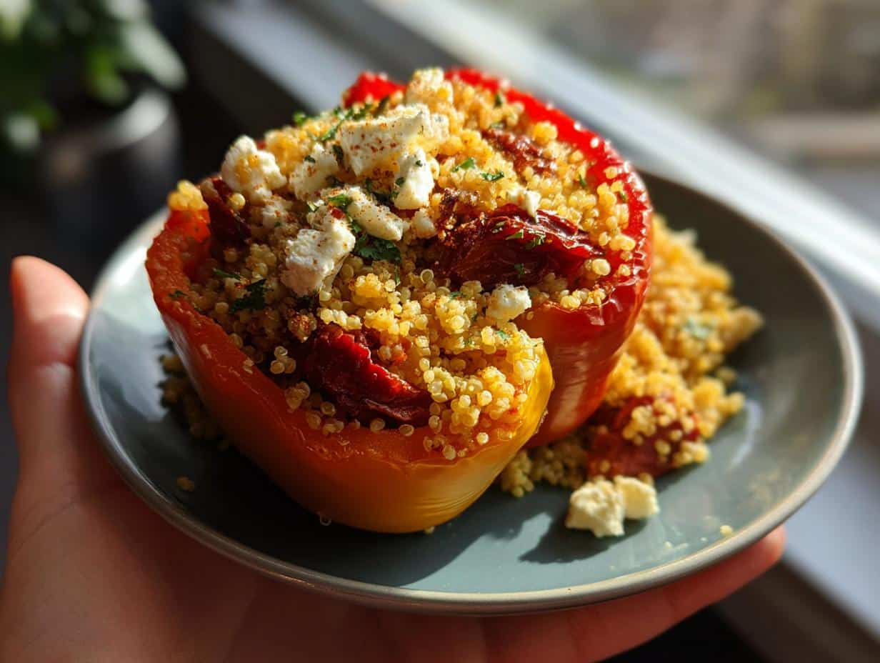Mediterranean Couscous Stuffed Peppers with Feta