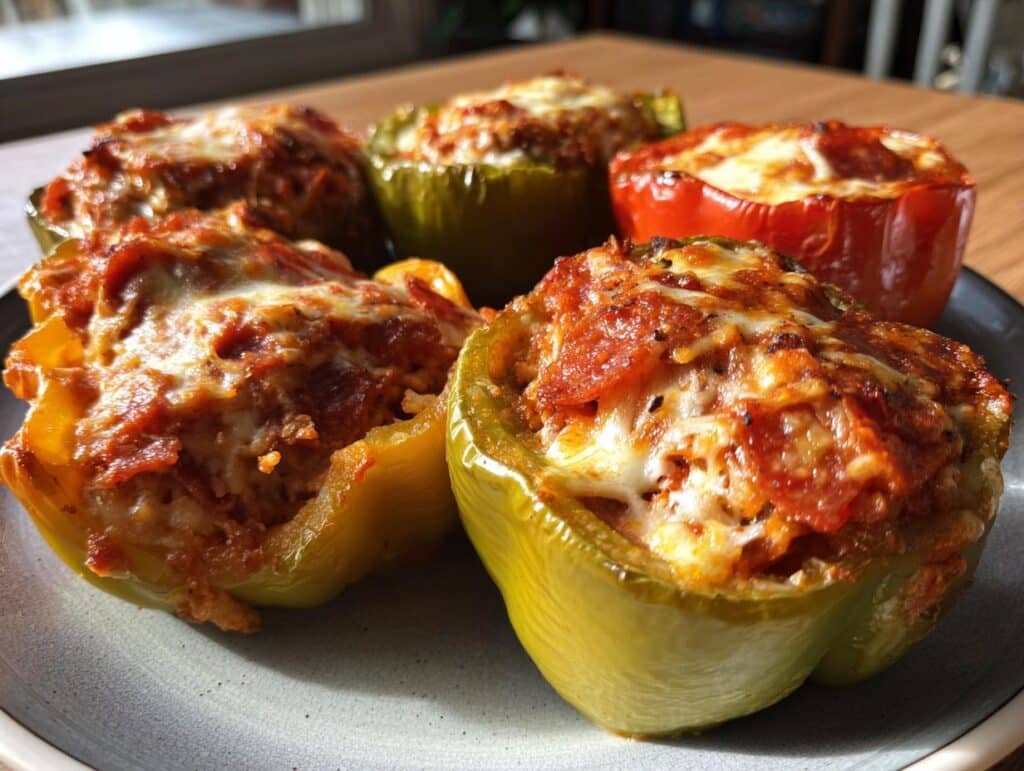 Pizza-Stuffed Peppers with Pepperoni & Mozzarella