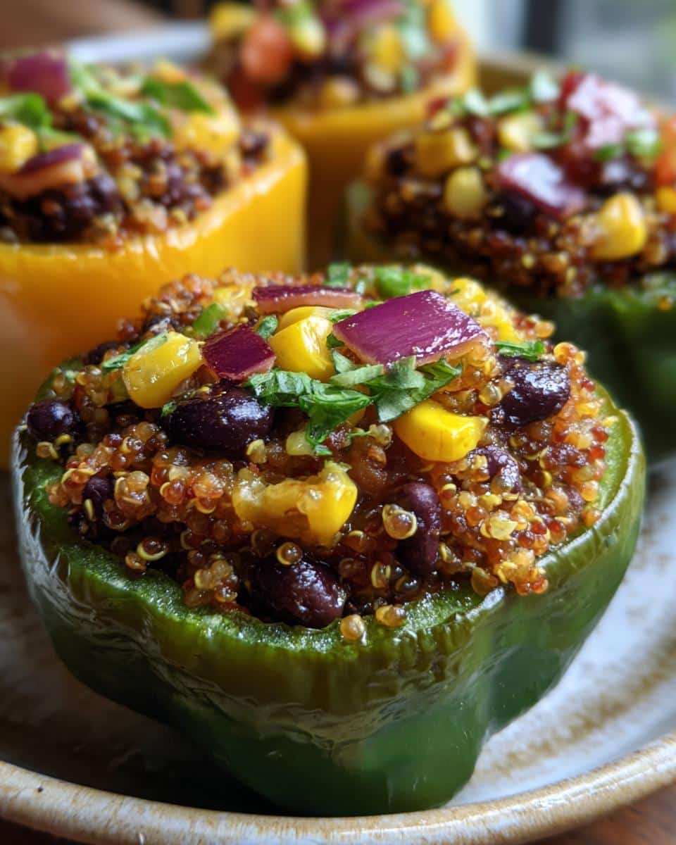 Quinoa & Black Bean Stuffed Bell Peppers (Vegan) - detail 1