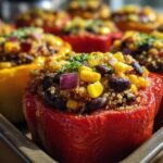 Quinoa & Black Bean Stuffed Bell Peppers (Vegan)