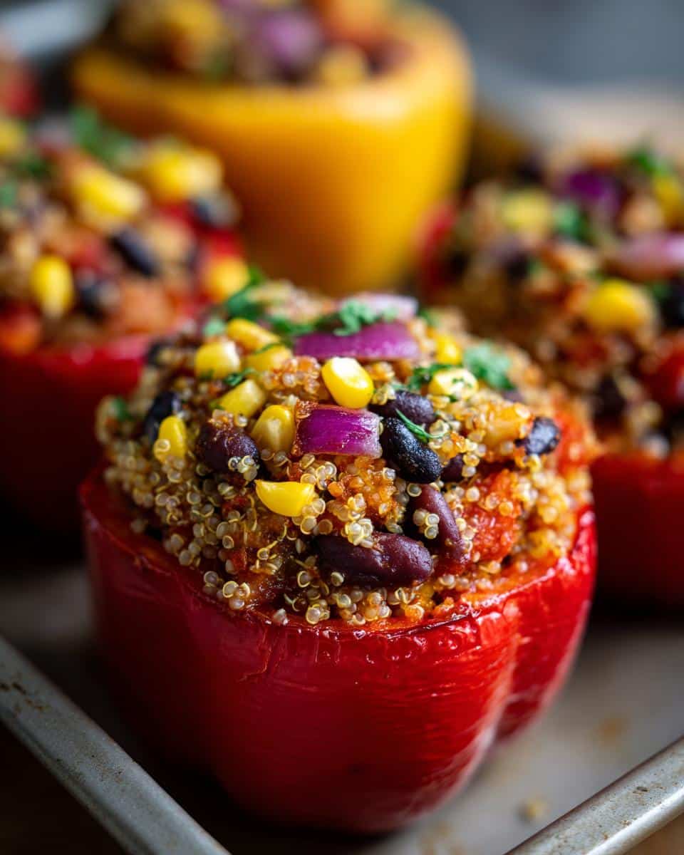Quinoa & Black Bean Stuffed Bell Peppers (Vegan) - detail 2